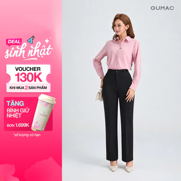 Quần Tây Nữ GUMAC Ống Suông Công Sở Thiết Kế Tối Giản Thanh Lịch Thời Trang LQG05071