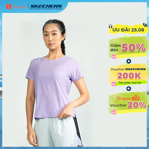 Áo Thun Tay Ngắn Nữ Skechers Walking Performance Short Sleeve Tee-SP325W314-02SK