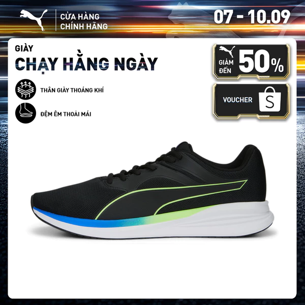 Giày Chạy Bộ PUMA Unisex Transport Black-Fizzy Lime-Royal Sapphire Màu Đen