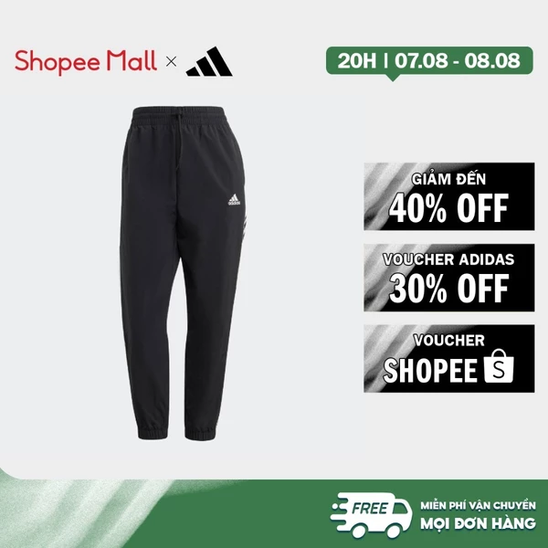 [Duy nhất 8.8 - VOUCHER 30%]adidas Phong cách sống Quần 7/8 Dệt 3 Sọc Essentials Nữ Đen HT3398