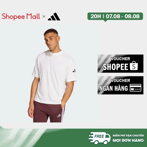 adidas Phong cách sống Áo Thun Dáng Rộng Logo 3 Thanh Essentials Nam trắng JC9296