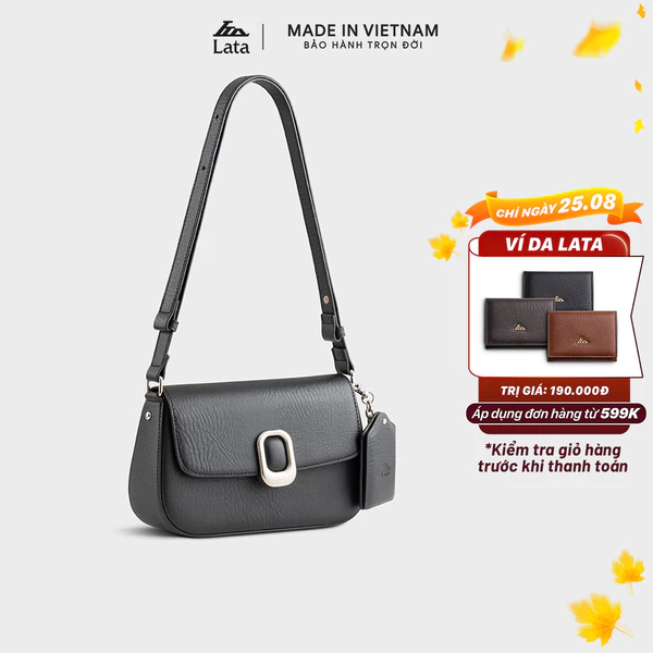 Túi Lata (Thời trang nữ khóa oval phối gương mini - Túi đeo chéo da HN144)