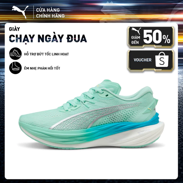 Giày Chạy Bộ PUMA Nữ Deviate NITRO 3 Wns Mint Melt-Speed Blue Màu Xanh Lá