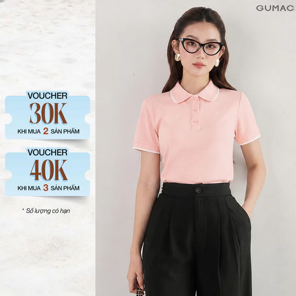 Áo Polo Nữ GUMAC Cotton TICI Áo Thun Có Cổ Tay Ngắn Thanh Lịch Công Sở Thể Thao PLE03028