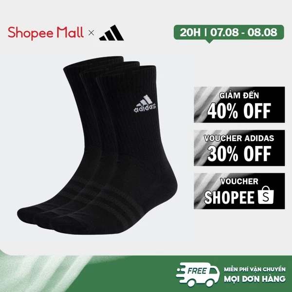 [Duy nhất 8.8 - VOUCHER 30%]adidas Phong cách sống & Bóng rổ Bộ 3 Đôi Tất Cao Cổ Có Đệm Unisex Đen IC1310