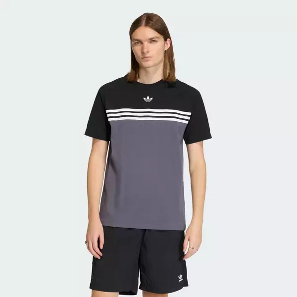 adidas Phong cách sống ÁO THUN KẺ SỌC NGANG NGỰC Nam Xám KE2130