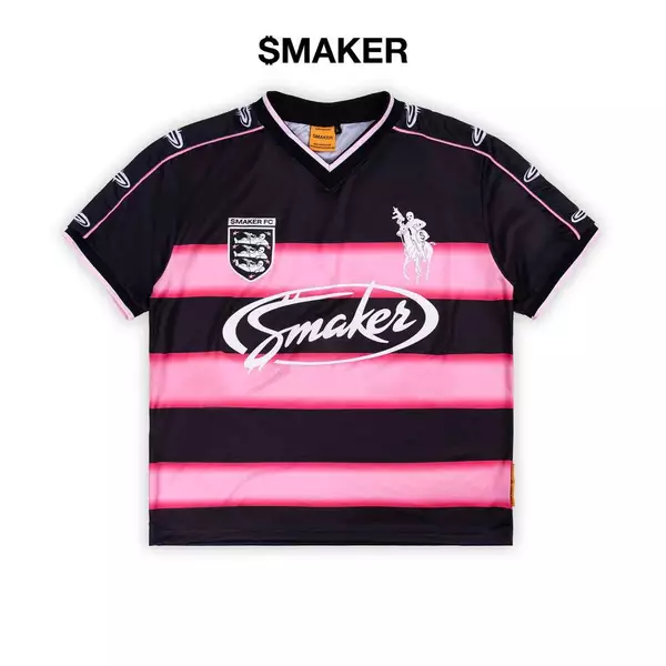 [SMAKER] Áo thun kiểu dáng thể thao đen phối hồng - $MAKER FC JERSEY IN BLACK PINK