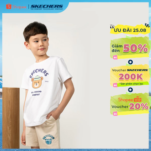 Áo Thun Tay Ngắn Bé Trai Skechers Urban Outdoor Short Sleeve Tee-SL325B267-0019 Online Sale