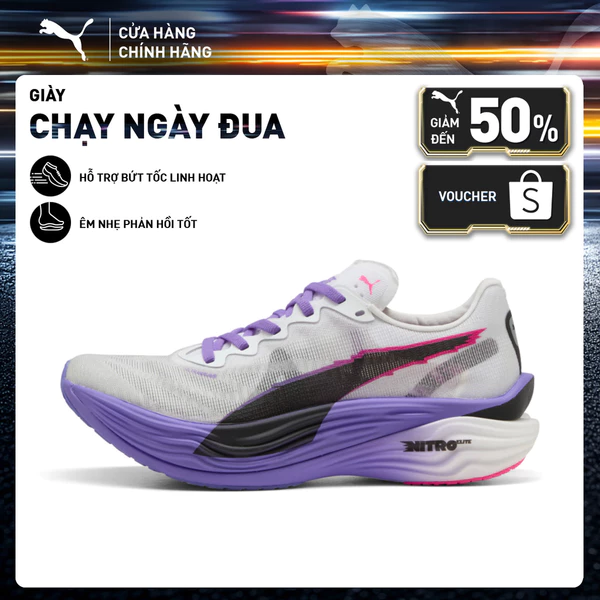 Giày Chạy Bộ PUMA Nữ Deviate Nitro Elite 3 DT WNS White-Dark Amethyst Màu Trắng
