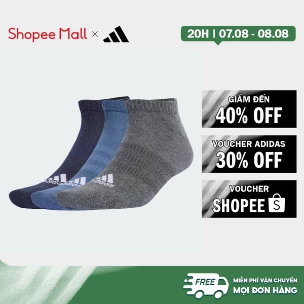 [Duy nhất 8.8 - VOUCHER 30%]adidas Phong cách sống Bộ 3 Đôi Tất Cổ Thấp Lót Đệm Unisex Màu xanh da trời IP0398