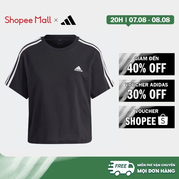 [Duy nhất 8.8 - VOUCHER 30%]adidas Phong cách sống Áo Crop Top Single Jersey 3 Sọc Essentials Nữ Đen HR4913