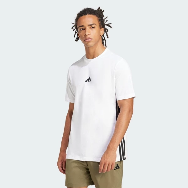 adidas Lifestyle Essentials 3-Stripes Single Jersey Tee Men White JE6388