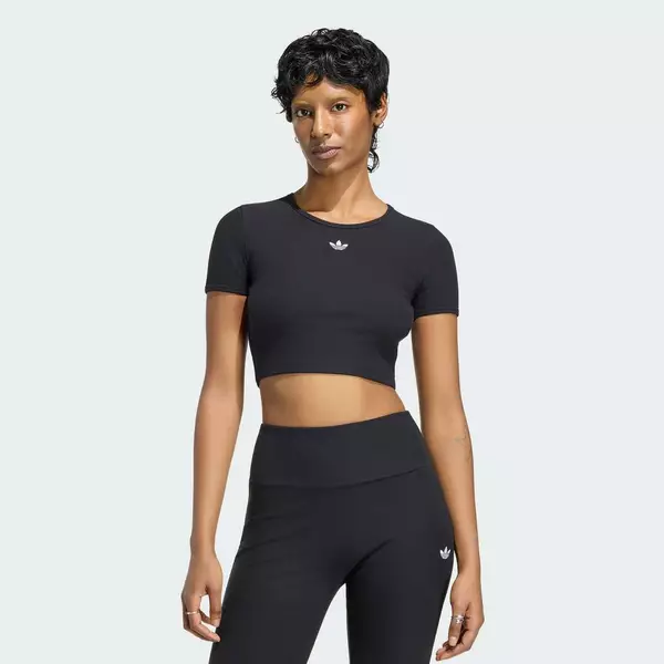 adidas Phong cách sống ÁO THUN GÂN ESSENTIALS Nữ Đen KR3601
