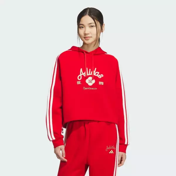 adidas Phong cách sống ÁO SWEATSHIRT CÓ MŨ LUNAR NEW YEAR Nữ Đỏ KH2694