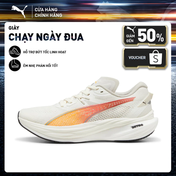 Giày Chạy Bộ PUMA Nam Deviate NITRO 3 Vapor Gray-Sun Stream-Sunset Glow Màu Xám