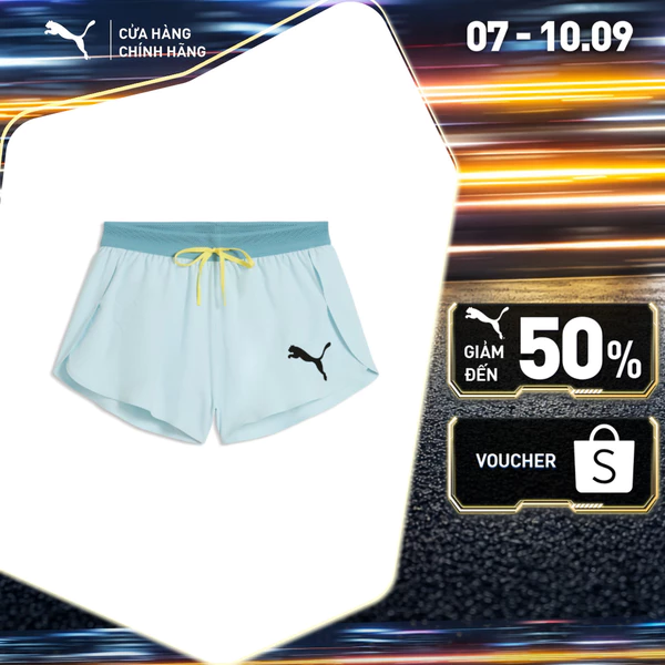 Quần Đùi Chạy Bộ PUMA Nữ W LIGHTSPEED UW 2 SPLT SHORT Fresh Water Màu Xanh