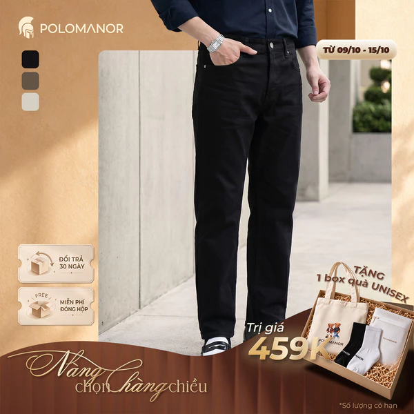 Quần ống rộng nam cao cấp KAKI STRAIGHT, BST SMART CASUAL, thoải mái, dễ phối - POLOMANOR