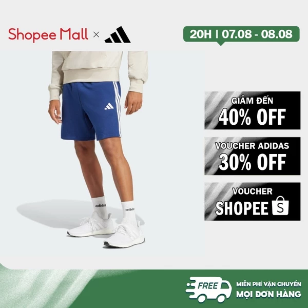 [Duy nhất 8.8 - VOUCHER 30%]adidas Phong cách sống Quần Short Vải Thun Da Cá 3 Sọc Essential Nam Màu xanh da trời JE6417
