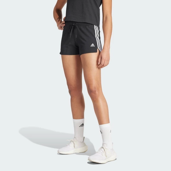 adidas Phong cách sống Quần Short Ôm Dáng Essentials 3 Gạch Nữ Đen GM5523