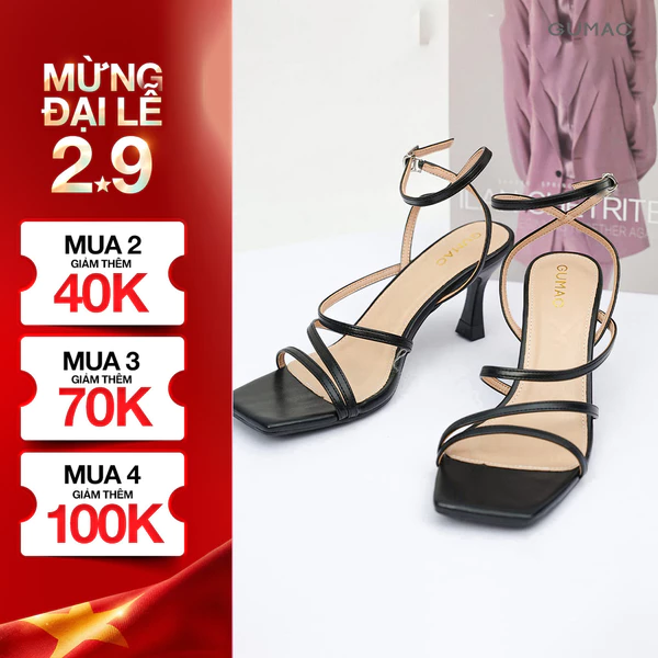 Giày Sandal Nữ Cao Gót 7cm GUMAC Quai Ngang Đan Dây Mảnh Gót Nhọn Sang Trọng Đi Tiệc GE04057