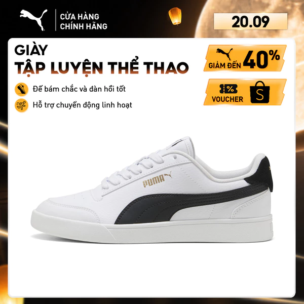 Giày Thể Thao PUMA Unisex Shuffle White-Black-Team Gold Màu Trắng