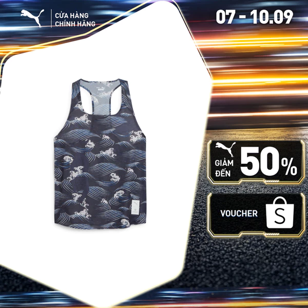 Áo Thun Thể Thao PUMA Nữ W X SAYSKY SINGLET AOP New Navy Màu Xanh