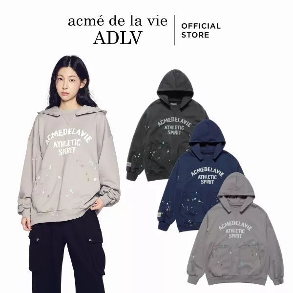 Áo Hoodie ADLV Paint Effect dáng oversized màu đen/xanh navy/ xám nhạt - Hàng chính hãng
