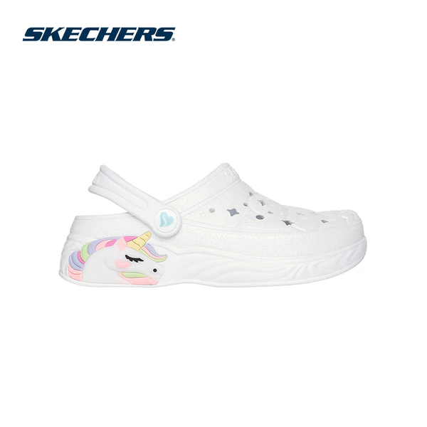 Giày Clog Bé Gái Skechers Foamies Unicorn Dreamer Shimmer Slay-308401L-WHT