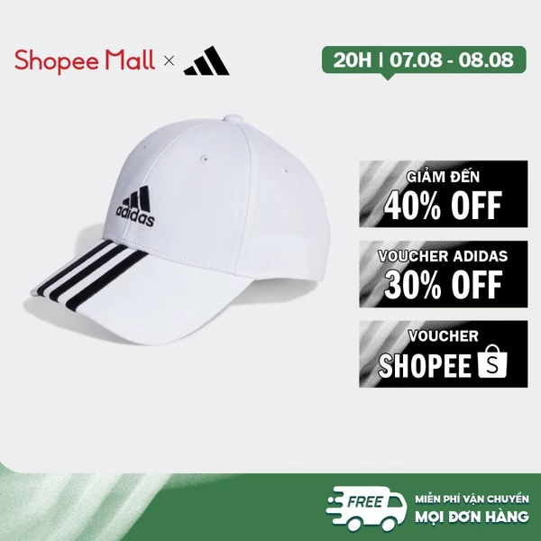 [Duy nhất 8.8 - VOUCHER 30%]adidas Phong cách sống Mũ Lưỡi Trai Cotton Twill 3 Gạch Unisex trắng II3509