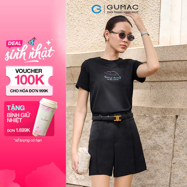Quần Short Nữ GUMAC Form A Xếp Ly Trước Túi Sườn Chéo Hàn Đứng Form Trẻ Trung SHF04001