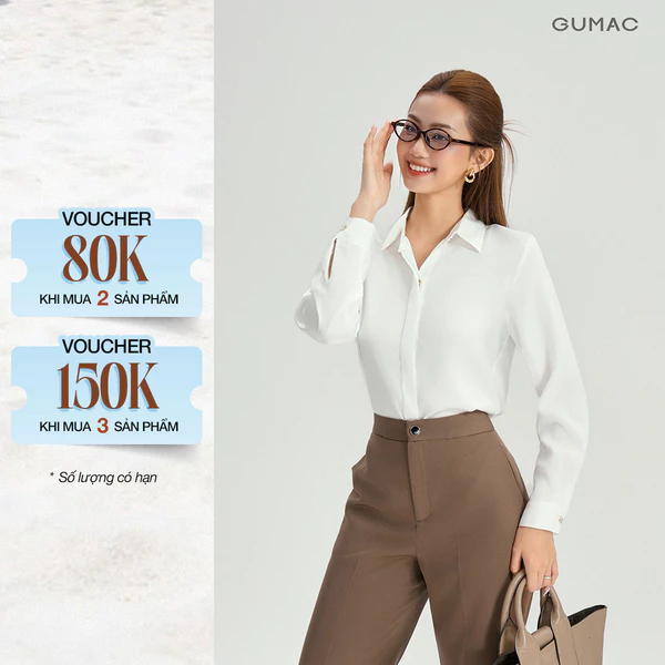 [MUA 2 GIẢM 80K] Áo Sơ Mi Nữ Tay Dài GUMAC Áo Kiểu Công Sở Lụa Trơn Basic Cơ Bản Nẹp Đôi Giấu Nút BAE00003