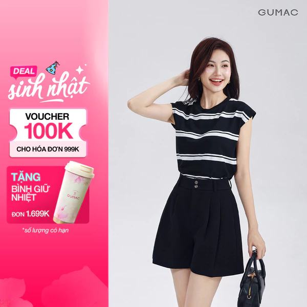Áo Thun Nữ GUMAC Form Suông Tay Liền Cánh Dơi Kẻ Sọc Thun Co Giãn Trendy LATG0409