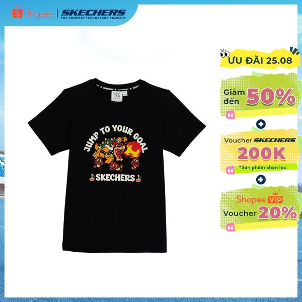 Áo Thun Tay Ngắn Trẻ Em Skechers Nintendo Super Mario Short Sleeve Tee - SL325K551-0018