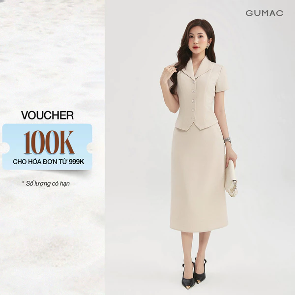 Set lẻ Áo nữ GUMAC peplum cổ sam tôn dáng LAG0106 - Chân váy nữ dáng A LVG0105 - LVG0114