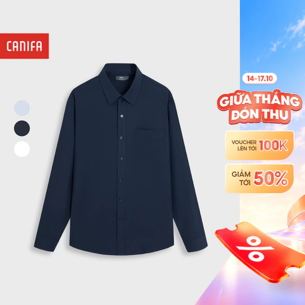 Áo sơ mi nam dài tay CANIFA hạn chế nhăn và co giãn nhẹ 8TH26W009