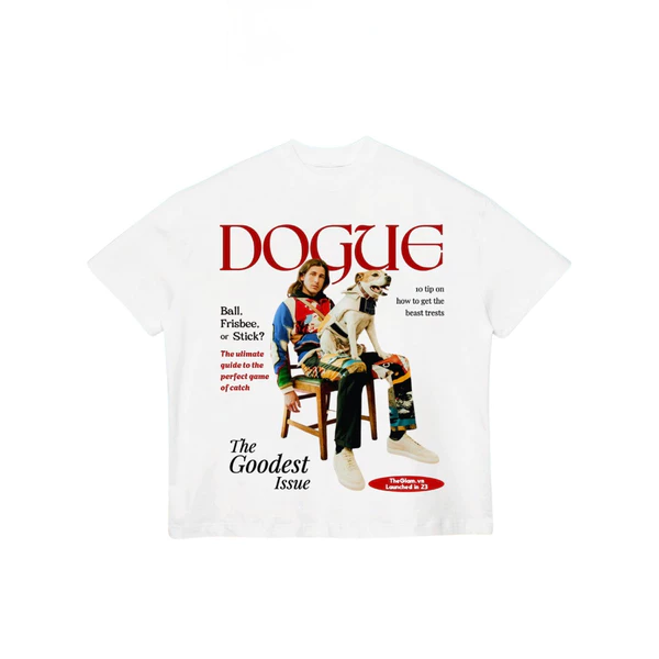 TheGlam CHÍNH HÃNG - Áo Thun Màu Trắng "DOGUE" Form Boxy UNISEX - TS04-10