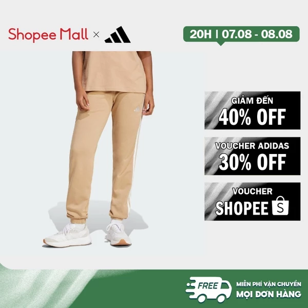 [Duy nhất 8.8 - VOUCHER 30%]adidas Phong cách sống Quần Bo Gấu Vải Thun Da Cá 3 Sọc Essentials Nữ nâu JX7661