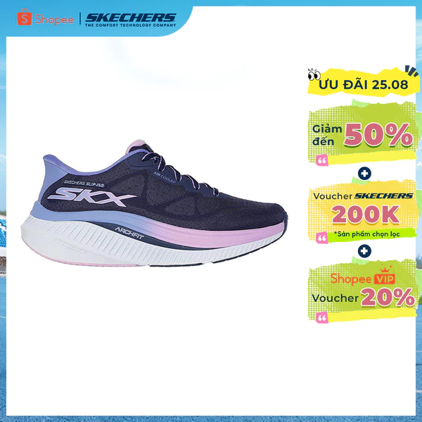 Giày Thể Thao Nữ Skechers Slip-ins GOwalk Max Cushioning Arch Fit Areena Đi Bộ - 125582-NVLV APMA