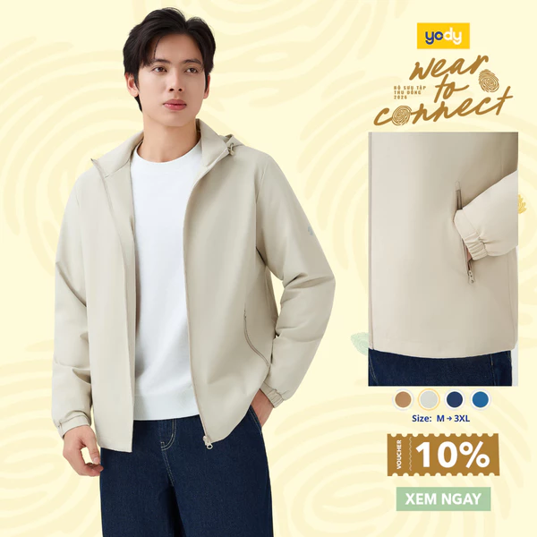 Áo khoác gió nam YODY cao cấp, cản gió hiệu quả cản bụi MCWC25F049
