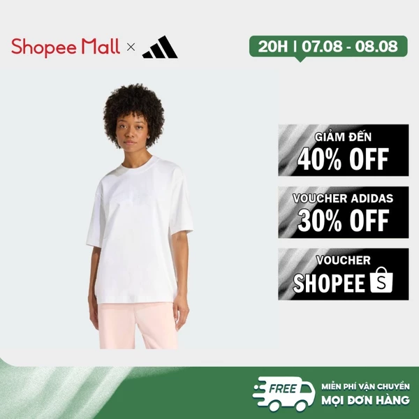 [Duy nhất 8.8 - VOUCHER 30%]adidas Lifestyle Essentials Linear Tee Oversized Women White KD1446