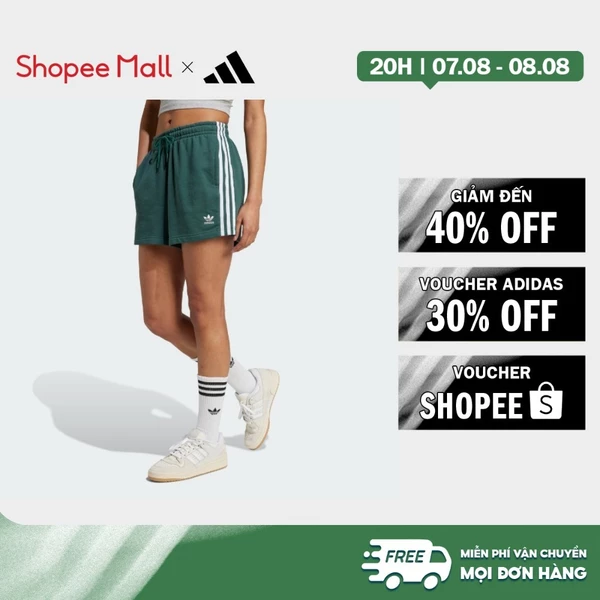 [Duy nhất 8.8 - VOUCHER 30%]adidas Phong cách sống Quần Short Vải Thun Da Cá 3 Sọc Nữ màu xanh lá IY2156