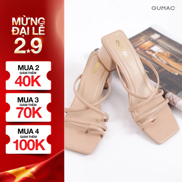 Guốc Cao Gót Nữ GUMAC Quai Mảnh Đan Chéo Gót Vuông 5cm Trendy GE05086