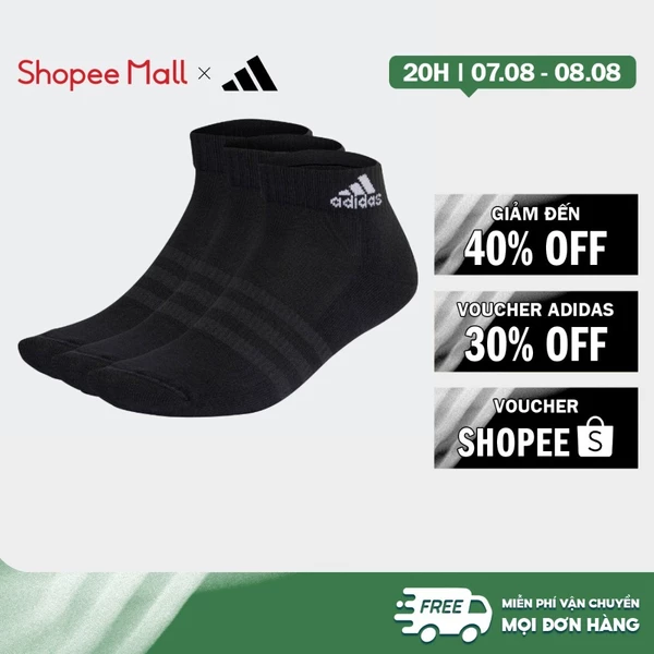 [Duy nhất 8.8 - VOUCHER 30%]adidas Phong cách sống & Bóng rổ Bộ 3 Đôi Tất Cổ Chân Có Đệm Sportswear Unisex Đen IC1277