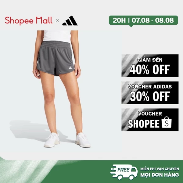 [Duy nhất 8.8 - VOUCHER 30%]adidas Gym & Training Quần Short Cạp Cao Dệt Kim Pacer Essentials Nữ Xám IR6233
