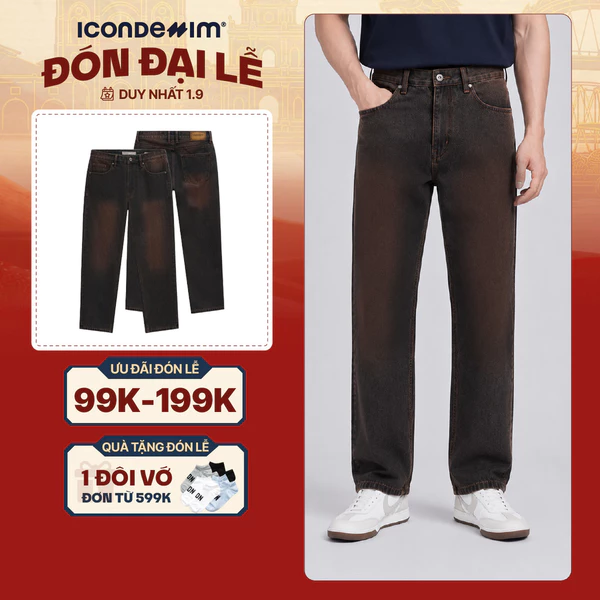 Quần Jeans Nam ICONDENIM Vintage Brown Form Straight QJID0281