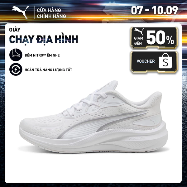 Giày Chạy Bộ PUMA Unisex Skyrocket Lite 2 White-Vibrant Silver-Silver Màu Trắng