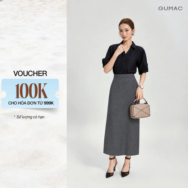 Chân Váy Nữ GUMAC Dáng Dài Form A Suông Nhẹ Lưng Bản Liền Xẻ Tà Sau Thanh Lịch Dễ Phối Đồ VG10156