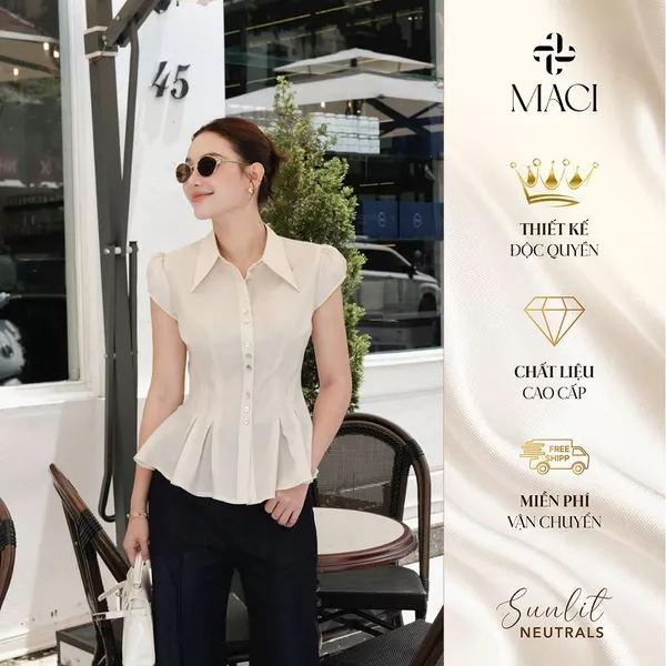 Áo Sơ Mi Thô Tằm Chiết Li Eo MACI MCASMBE0162 Thời Trang Nữ Thiết Kế Độc Quyền
