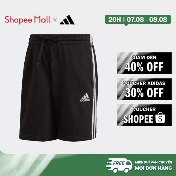 [Duy nhất 8.8 - VOUCHER 30%]adidas Phong cách sống Quần short vải thun da cá 3 Sọc Essentials Nam Đen GK9597