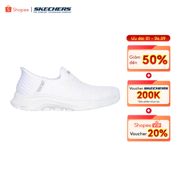 Giày Thể Thao Nữ Skechers Slip-ins GOwalk 7 Springtime Đi Bộ - 125219-WHT Air-Cooled Memory Foam